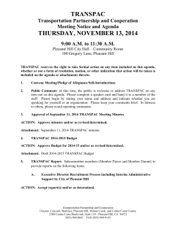 TRANSPAC THURSDAY, NOVEMBER 13, 2014 Transportation Partnership and Cooperation Meeting Notice and Agenda