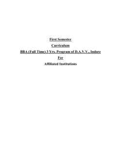 First Semester Curriculum BBA (Full Time) 3 Yrs. Program of D.A.V.V., Indore