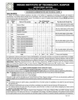 INDIAN INSTITUTE OF TECHNOLOGY, KANPUR  RECRUITMENT SECTION