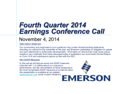Fourth Quarter 2014 Earnings Conference Call November 4, 2014