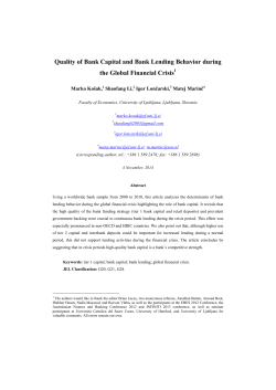 Quality of Bank Capital and Bank Lending Behavior during  Marko Košak,