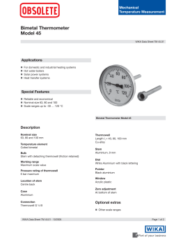 Bimetal Thermometer Model 45 Mechanical Temperature Measurement