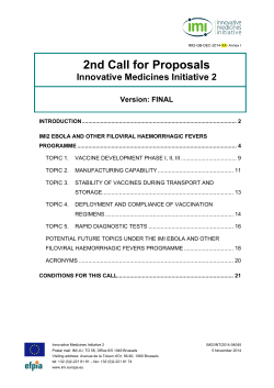 2nd Call for Proposals Innovative Medicines Initiative 2 Version: FINAL