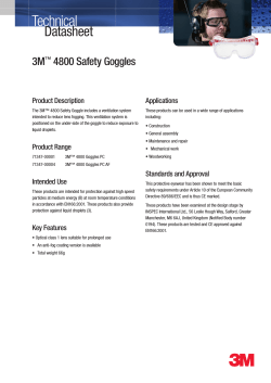 Technical Datasheet 3M 4800 Safety Goggles