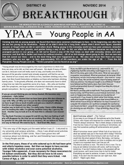 BREAKTHROUGH YPAA = Young People in AA DISTRICT 42