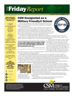 CSM Designated as a Military Friendly® School