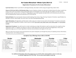 Re-Create Afterschool--Winter Cycle 2014-15 Registration Procedures for Re-Create Afterschool