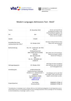Modern Languages Admissions Test - MLAT Termin: 05. November 2014