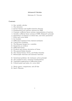 Advanced Calculus Michael E. Taylor Contents 0. One variable calculus