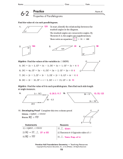 6-2 Practice Properties of Parallelograms