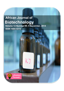 Biotechnology  African Journal of Volume 13 Number 45, 5 November, 2014