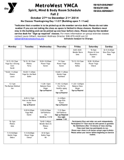 YMCA Fall 2 Schedule: Spirit, Mind & Body Classes
