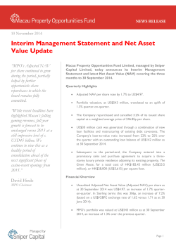 Interim Management Statement and Net Asset Value Update “MPO’s Adjusted NAV