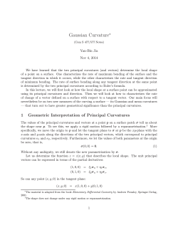 Gaussian Curvature ∗ Yan-Bin Jia Nov 4, 2014