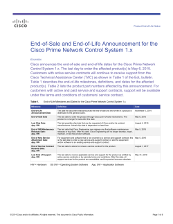 End-of-Sale and End-of-Life Announcement for the