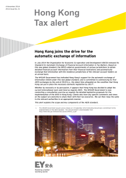 Hong Kong Tax alert Hong Kong joins the drive for the