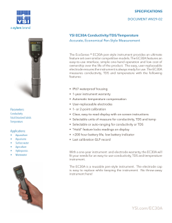 SPECIFICATIONS YSI EC30A Conductivity/TDS/Temperature DOCUMENT