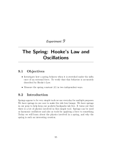 9 The Spring: Hooke’s Law and Oscillations Experiment