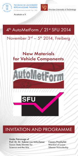 4 AutoMetForm / 21 SFU 2014 INVITATION AND PROGRAMME
