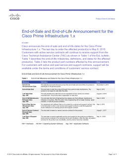 End-of-Sale and End-of-Life Announcement for the Cisco Prime Infrastructure 1.x