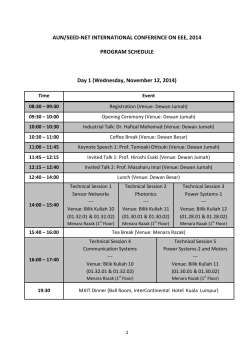 AUN/SEED-NET INTERNATIONAL CONFERENCE ON EEE, 2014 PROGRAM SCHEDULE