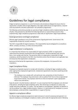 Guidelines for legal compliance