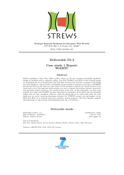 STREWS Deliverable D1.2 Case study 1 Report: WebRTC