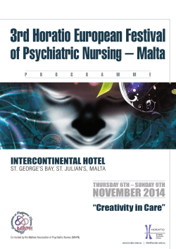 3rd Horatio European Festival of Psychiatric Nursing – Malta NOVEMBER 2014 INTERCONTINENTAL HOTEL