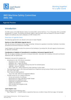 IMO Maritime Safety Committee (MSC 94) Introduction