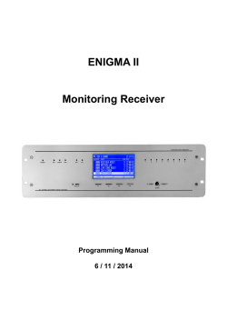 ENIGMA II Monitoring Receiver Programming Manual 6 / 11 / 2014