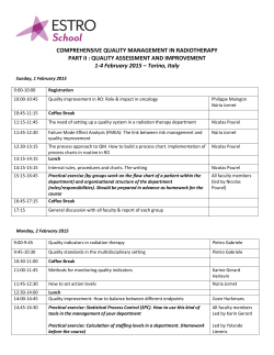 COMPREHENSIVE QUALITY MANAGEMENT IN RADIOTHERAPY 1-4 February 2015 – Torino, Italy