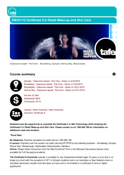 SIB20110 Certificate II in Retail Make-up and Skin Care Course summary