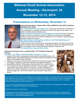 Midwest Small Animal Association Annual Meeting—Davenport, IA November 12-13, 2014