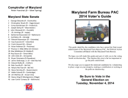    Maryland Farm Bureau PAC 2014 Voter’s Guide