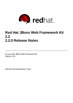 Red Hat JBoss Web Framework Kit 2.2 2.2.0 Release Notes