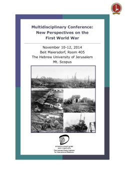 Multidisciplinary Conference: New Perspectives on the First World War November 10-12, 2014