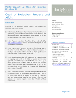 Court  of  Protection:  Property  and Affairs