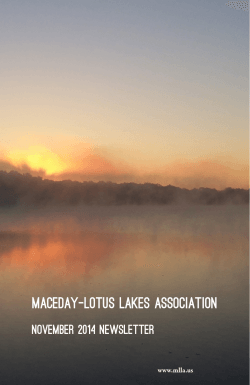 MACEDAY-LOTUS LAKES ASSOCIATION NOVEMBER 2014 NEWSLETTER www.mlla.us