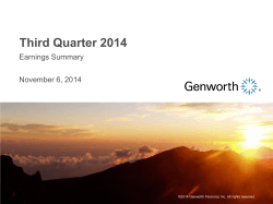 Third Quarter 2014 Earnings Summary  November 6, 2014