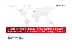 Update on Serco’s Strategy Review, Contract &amp; Balance