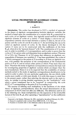 LOCAL PROPERTIES  OF ALGEBRAIC CORRE- SPONDENCESO I.  BARSOTTI