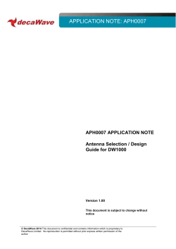 APPLICATION NOTE: APH0007  APH0007 APPLICATION NOTE Antenna Selection / Design