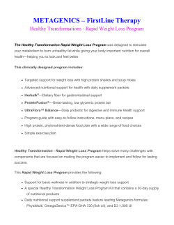 METAGENICS – FirstLine Therapy Healthy Transformations - Rapid Weight Loss Program