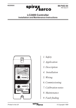 LC2400 Controller 1. Safety 2. Application 3. Description