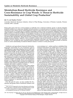 Metabolism-Based Herbicide Resistance and Sustainability and Global Crop Production