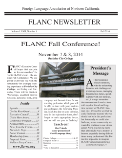 F A FLANC NEWSLETTER FLANC Fall Conference!