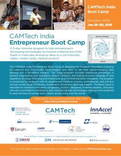 CAMTech India Entrepreneur Boot Camp Boot Camp Jan 28–30, 2015