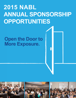 2015 NABL ANNUAL SPONSORSHIP OPPORTUNITIES Open the Door to