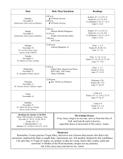 Date Holy Mass Intentions Readings