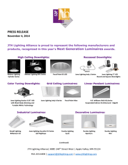 PRESS RELEASE  November 4, 2014 Next Generation Luminaires